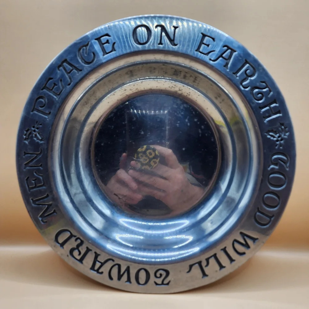 Teleflora 9" Collector's Plate Peace On Earth Christmas Pewter Engraved